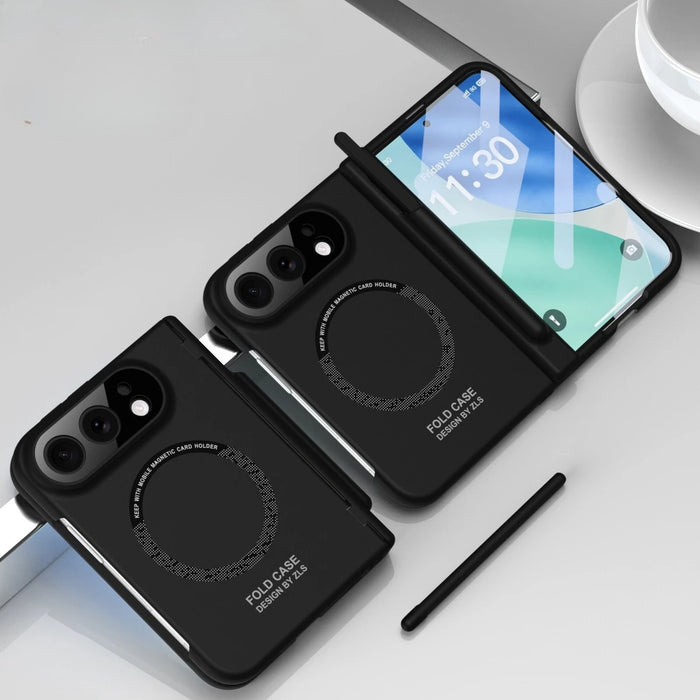 For iPhone Ultra Fold Magnetic PC Case For Magsafe With Flim Screen Glass With S Pen Hinge Protection Shockproof Back Cover