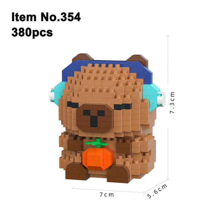 Design 354 capybara with headphones and orange, 380 pieces