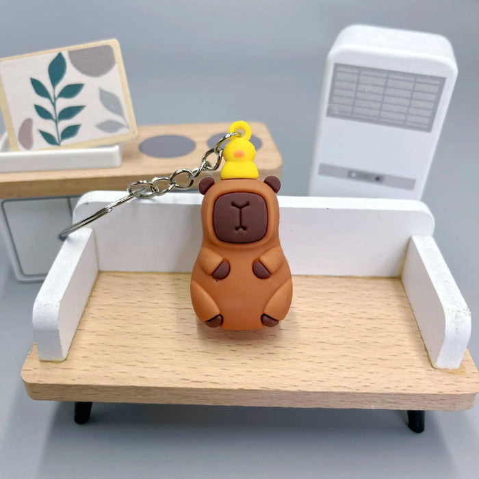 Cute Capybara Keychain Doll Capibala Pendant Cycling Backpack Key Mobile Phone Pendant Accessories Ugly Cute Pvc Soft Rubber