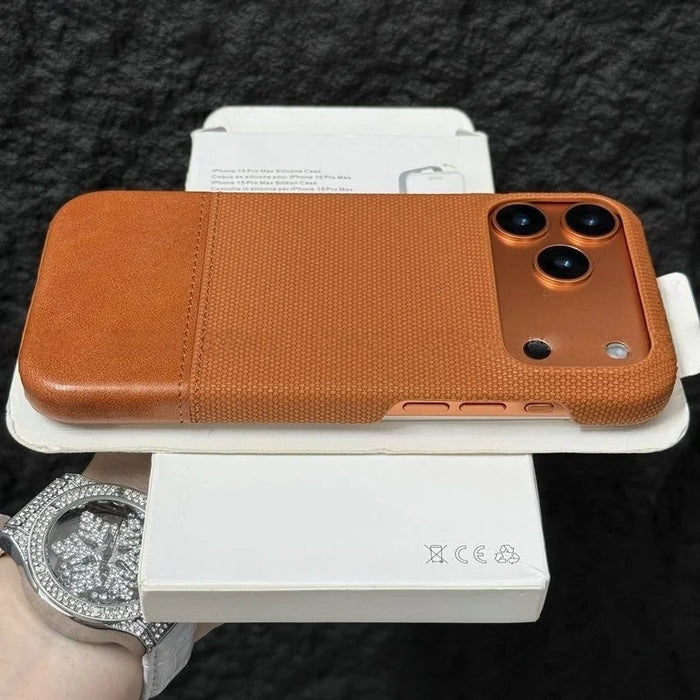 Original Splice Leather Nylon Fabric Case For iPhone 17 Air 16 15 14 Plus 13 12 Pro Max Frameless Cooling Matte Shockproof Cover