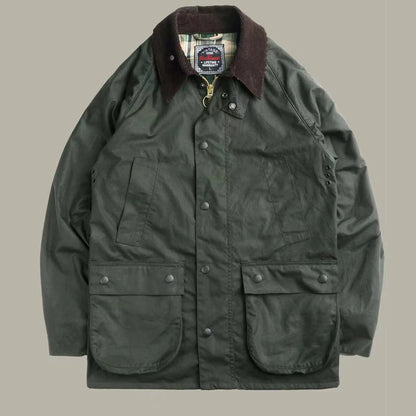 British Vintage Oil Wax Hunting Jacket Cargo Waterproof Trench Coat