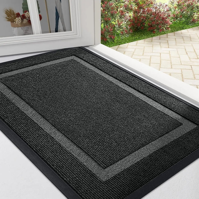 Front Door Mat Indoor Outdoor Entrance Waterproof Sturdy Natural Rubber Fade Resistant Easy Clean Patio Porch Door Mat