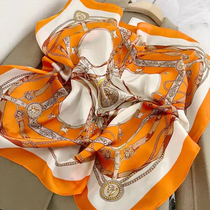 70cm Silk Square Scarf Women Satin Bandana Print Scarves Head Band Fashion Lady Hair Shawl Wrap Female Neckerchief Hijab