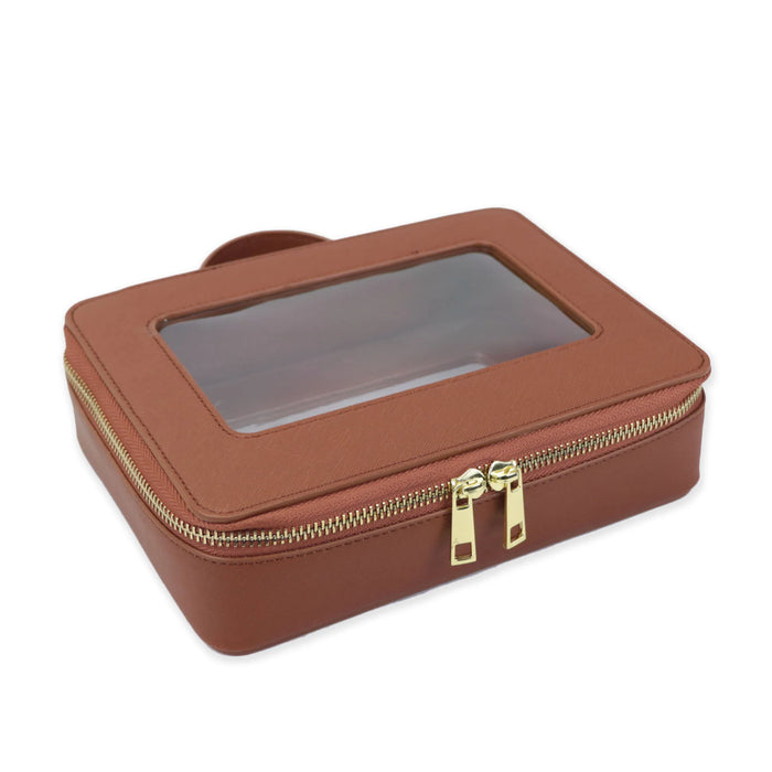Customized Letters Transparent Makeup Bag Saffiano Portable Cosmetic Case