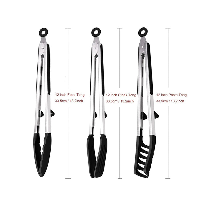 LMETJMA Kitchen Tongs Silicone Food Tongs Non Stick Cooking Serving Tongs For BBQ Salad Steak Pasta Spaghetti Noodles JT302