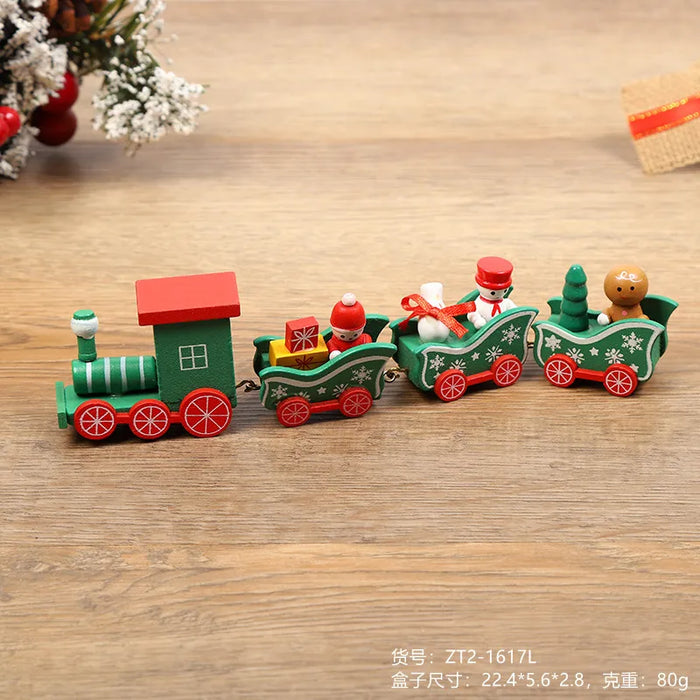 Christmas Decorations Wooden Four Section Small Train Festival Children's Gifts Toy