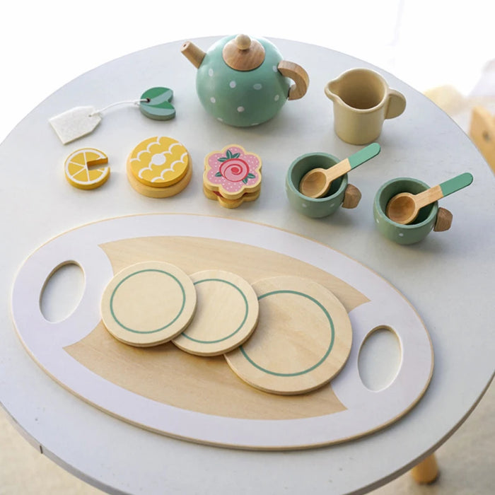 Wooden Afternoon Tea Set Toy Pretend Play Food Learning