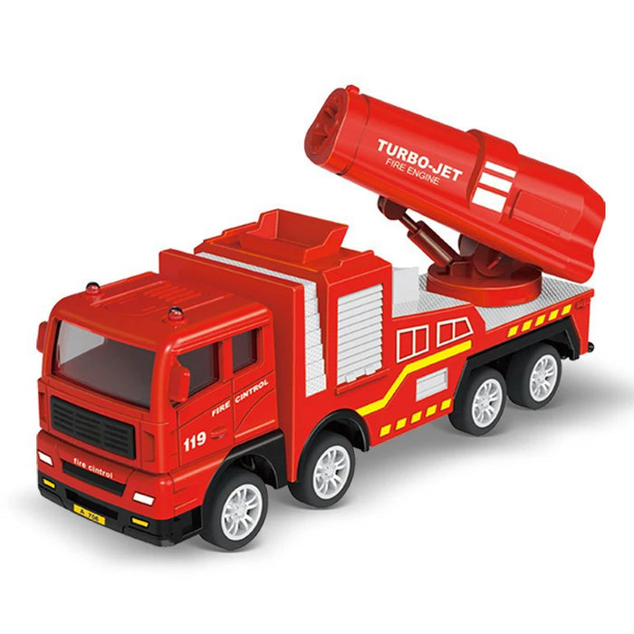 Diecast Fire Truck Model Simulation Pull Back Ladder Fire Fighting Toy Rescue Car Inertial Fire Toy Children Firefighter Truck
