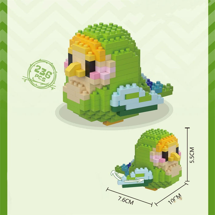 Green parrot micro block figure