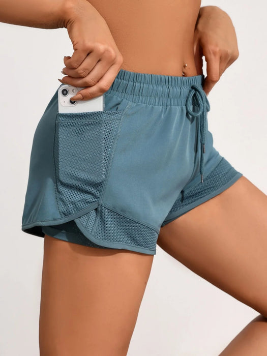 Women's 2 in 1 Running Shorts, High Waisted Quick Dry Athletic Workout Shorts with Mesh Pockets, Breathable Liner Gym Yoga Short