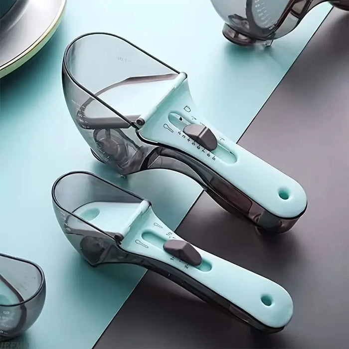 1Pc Adjustable Measuring Cup And Measuring Spoon Plastic Spoon Measuring Cup With Handle For Dry And Liquid Kitchen Tool