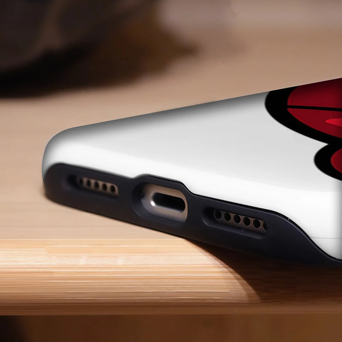 Bottom edge of the ghost face case with the charging port cut-out
