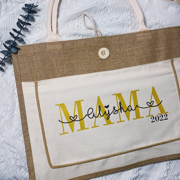 Personalized Large Jute Cotton Tote Bag