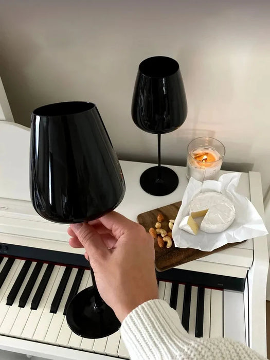 Nordic Black Goblet Black Porcelain Crystal Glass Red Wine Glass Bordeaux Cup Home Ornament Wine Glass Champagne Glass