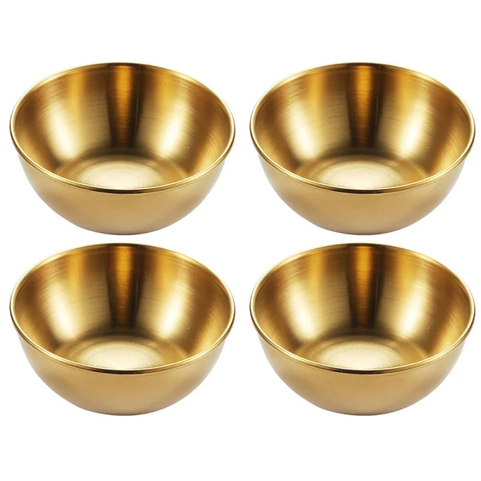 4pcs 2pcs Stainless Steel Golden Sauce Dishes Appetizer Seasoning Serving Dishes Sets Tray Spice Plates Kitchen Tableware