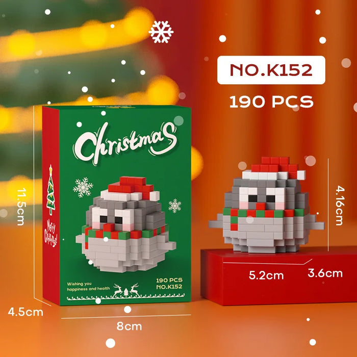 Grey bird ball micro block figure in a Santa hat, 190 pieces, with box