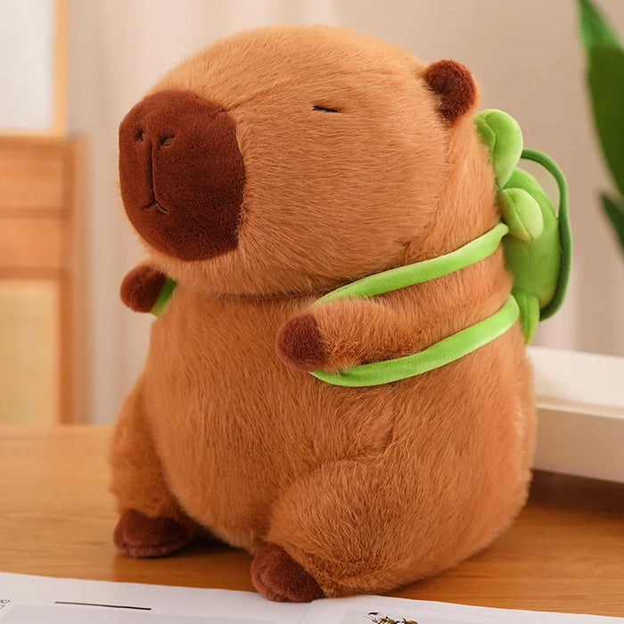 Cute Fully Filled Capybara Plush Animal With Turtle Tortoise Backpack Toys For Baby Appease Sleeping Pillow Christmas Nice Gift
