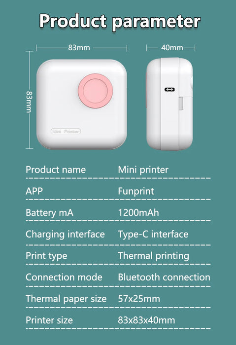 M2 Portable Mini Bluetooth WiFi New Thermal Printer Mobile Phone Photo Title Note Hot Print Pocket Student Error Label Printer
