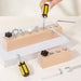 Long and short wooden screw boards with screwdriver, hex key and wrench
