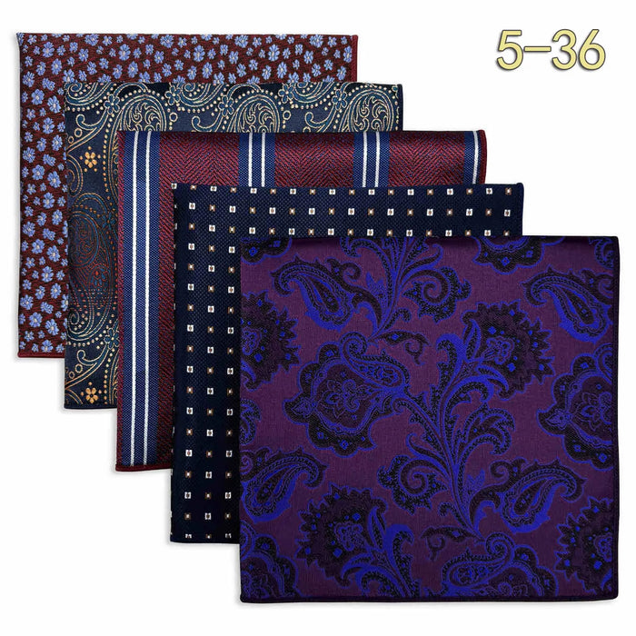 5 Pieces Mens Pocket Squares Wedding Handkerchiefs Set Fashion Formal Bundle Luxury Unique