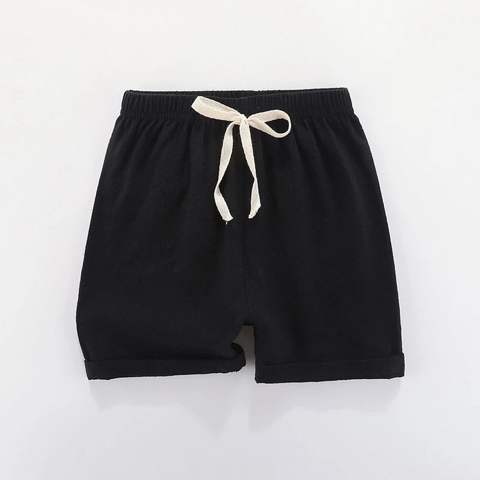 Black kids' cotton linen shorts