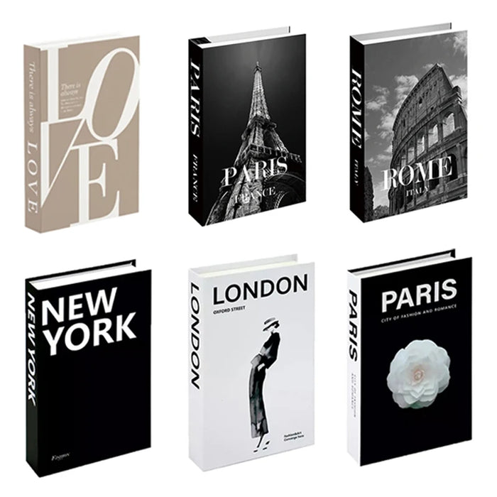 Luxury Fake Book Storage Box Abstract Decorative Books Open Paris Home Decor Coffee Table Bedroom Ornaments Interior Decoration