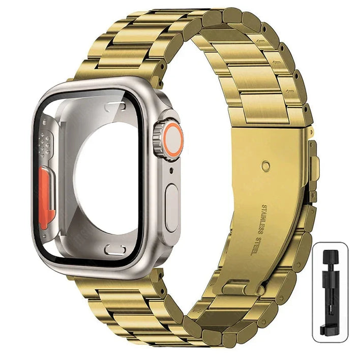 Change to Ultra Case+Band For Apple Watch 46mm 44 42mm 45mm Metal Stainless Steel strap for iWatch series Series 10 9 8 7 6 SE 5