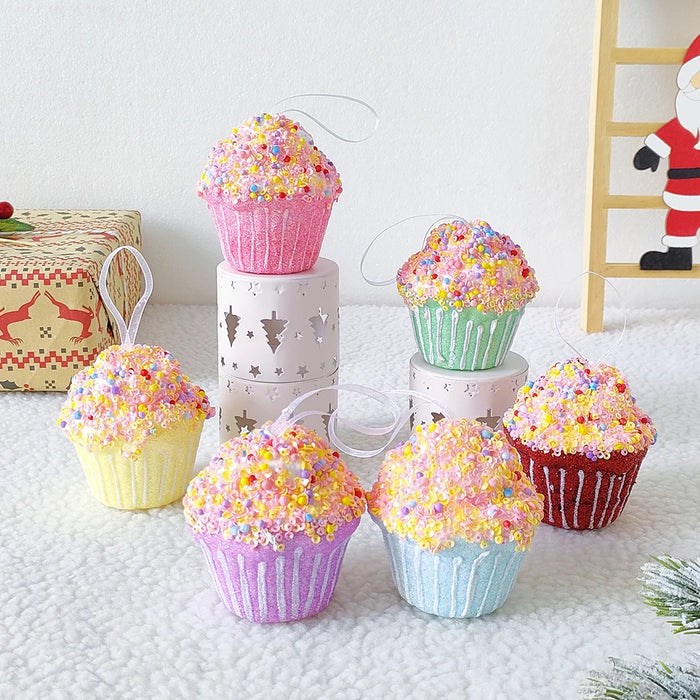 1Box Christmas Ball Macaron Ice Cream Donut Candy Shape Christmas Tree Pendant 2023 Home New Year Navidad Christmas Decor 2024