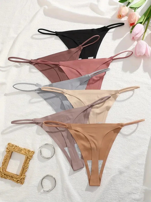 7Pcs/Set Women Seamless Thongs  High Flexibility Panties Thin Strap Low WaistSexy Underwear Ladies T-back Comfortable Women