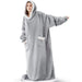 Grey long fleece blanket hoodie