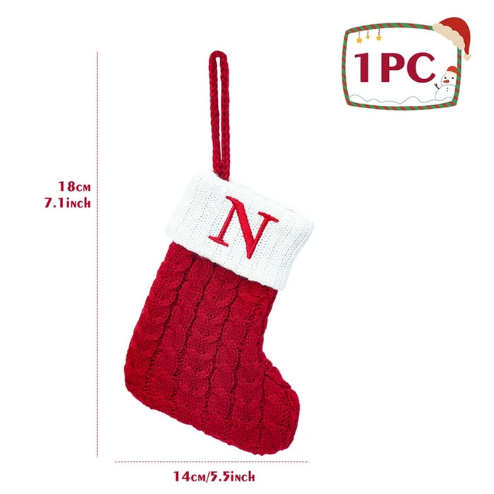 Christmas Alphabet Knitting Socks Christmas Tree Ornaments Christmas Decorations For Home 2025 Navidad Noel New Year 2026 Gifts