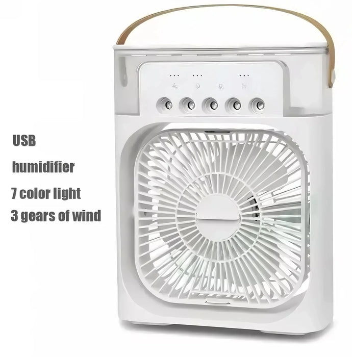 Fan/cooling fan portable household three in one small air cooler, LED night light, 5-hole humidifier, 1-3 hour timer