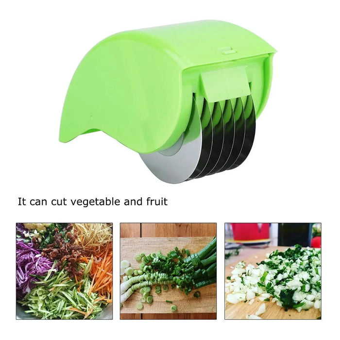 Vegetable Chopper Roller Manual Scallion Cutter with 6 Stainless Steel Blade Detachable Herb Roller Mincer Parsley Chopper Tools