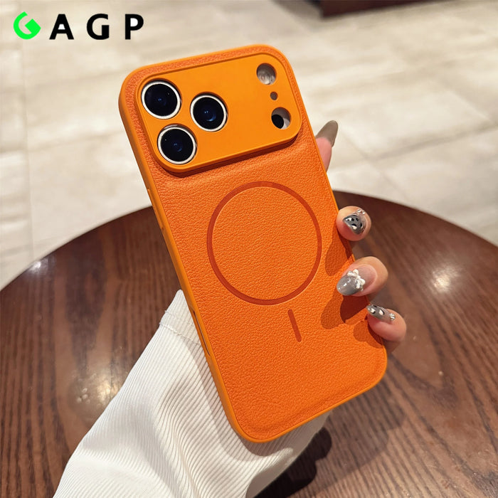 For Iphone17promax Magnetic Case Leather Pattern Matte Phone Case for IPhone 17 16 14 15 13 12 Pro Max Plus 11 for Magsafe Cover