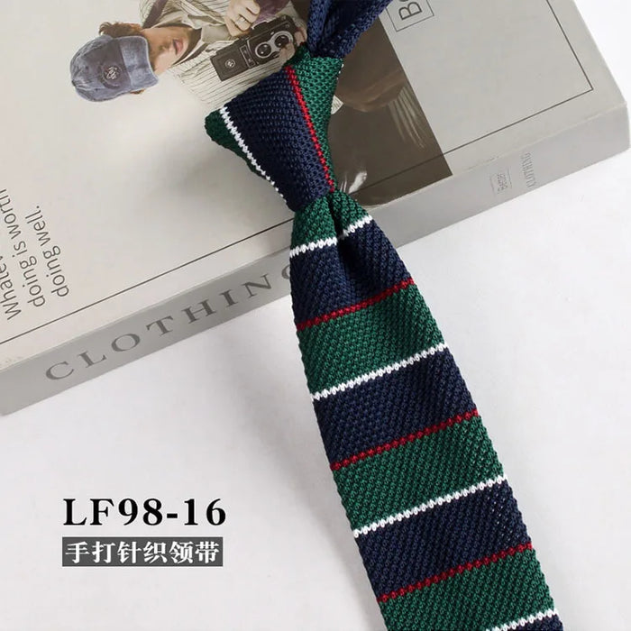 Striped Knitted Neckties For Men Narrow Retro Knitting Neck Tie Korean Style Casual Cravat Shirts Accessories Suit Neckwear