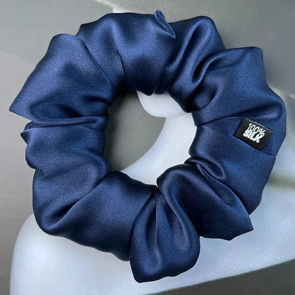 Mulberry silk scrunchie, Navy
