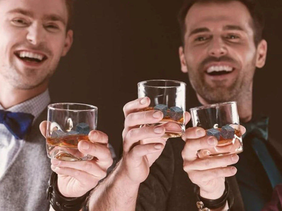 Christmas Valentine's Gift Whiskey Stones Glasses Set Granite Ice Cube For Whisky in Wooden Bottle Box Present For Dad Husband