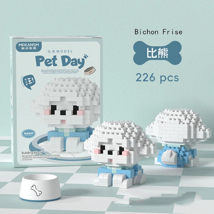 Bichon frise micro block figure, 226 pieces, with box art