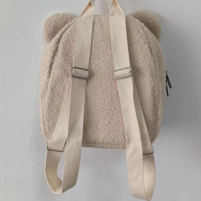 Cute Bear Plush Backpack Embroidered Name Winter Kids