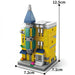 Yellow apartment building block model, 12.5 cm tall