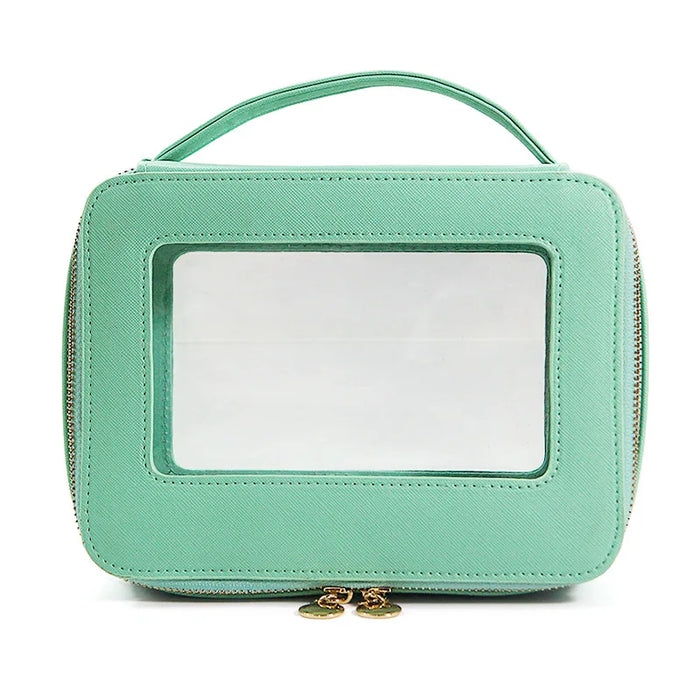 Customized Letters Transparent Makeup Bag Saffiano Portable Cosmetic Case