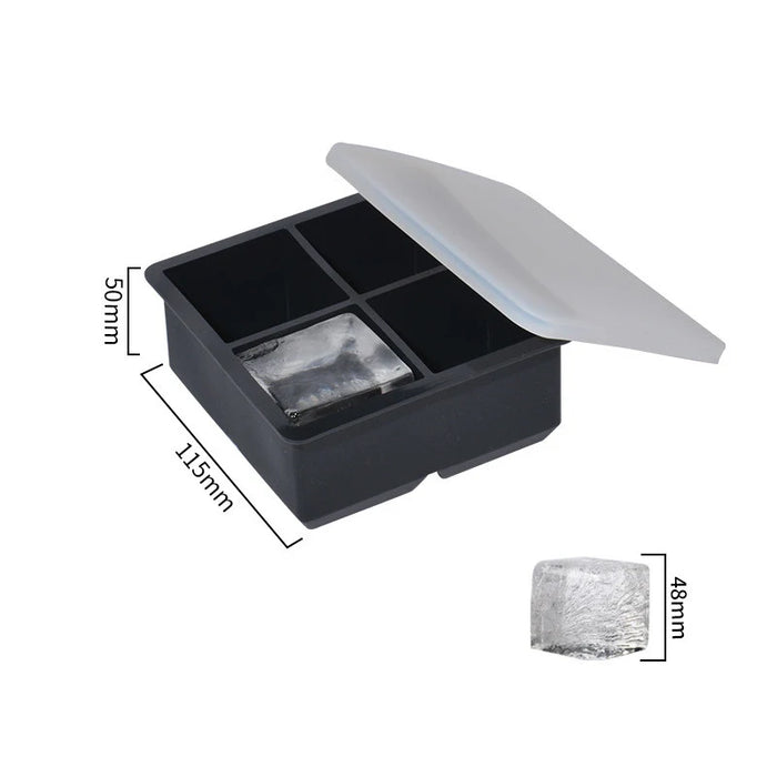 LMETJMA Large Ice Cube Trays with Lids Silicone Ice Cube Square Molds BPA Free Ice Cube Molds for Whiskey Cocktails JT09