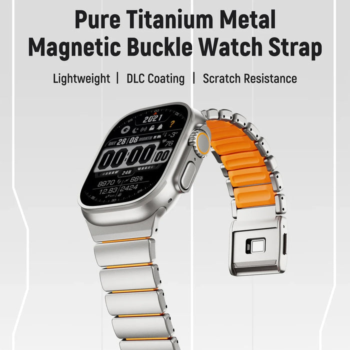 Titanium Silicone Magnetic Strap for Apple Watch Ultra 3/2 49mm Series 11 10 46mm Metal Band for Iwatch 9 8 7 45mm 6 SE 5 44mm
