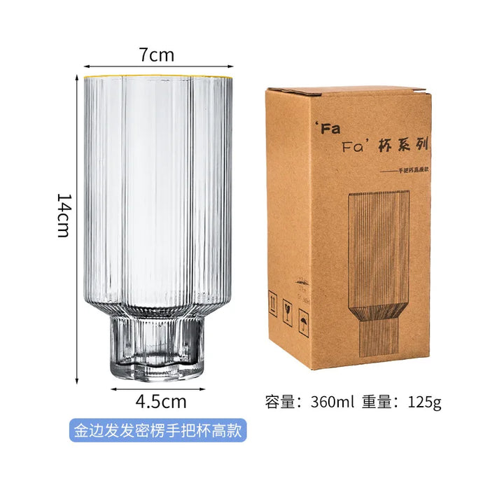 European 1300ml Large Capacity Glass Cold Water Kettle Home Juice Kettle Striped Cool Water Bottle Cool White Water Cup Set