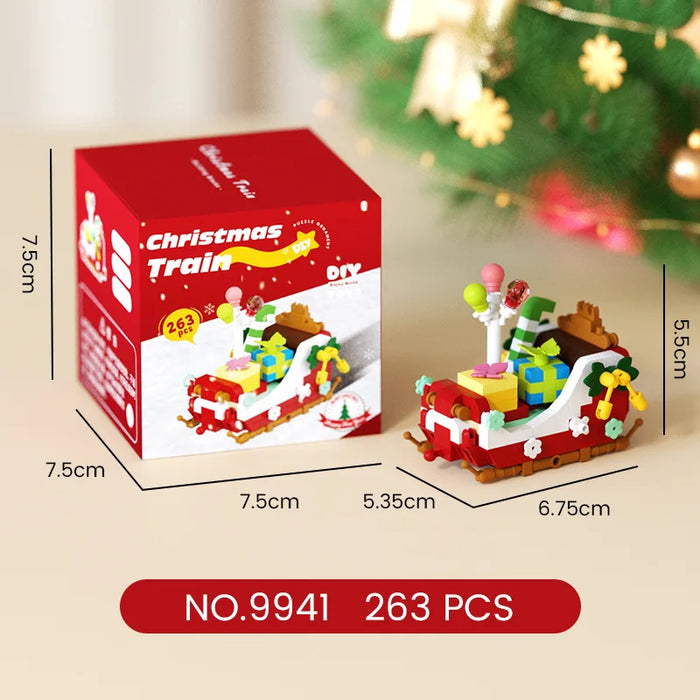 Christmas train sleigh car micro block set, 263 pieces, with box