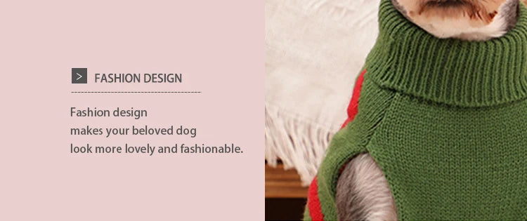 Puppy Knit New Year Dog Turtleneck Winter Clothes Pullover Green Sweatshirts Ugly Knitted Christmas Cat Sweater for Small Dogs