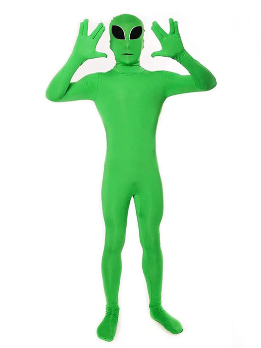 Kids Adult ET Alien Cosplay Costume Zentai Jumpsuits Green ET Alien Mascot Halloween Carnival Masquerade Bodysuit Suit