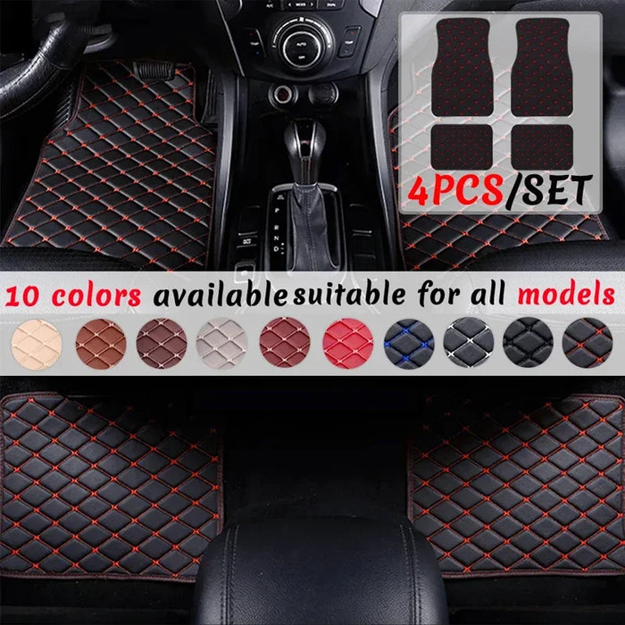 Car Floor Mats 4PCS Universal PU Leather Waterproof Auto Foot Pad Protector