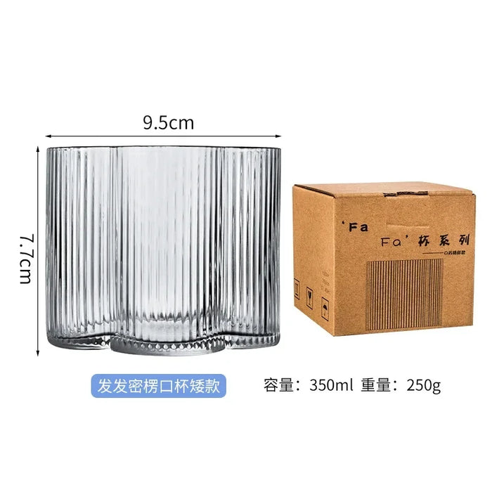 European 1300ml Large Capacity Glass Cold Water Kettle Home Juice Kettle Striped Cool Water Bottle Cool White Water Cup Set