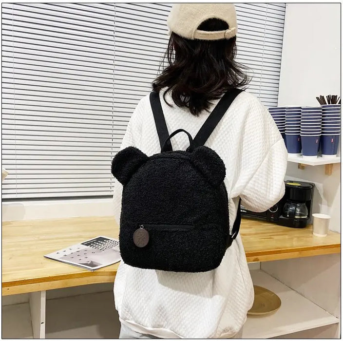 Cute Bear Plush Backpack Embroidered Name Winter Kids